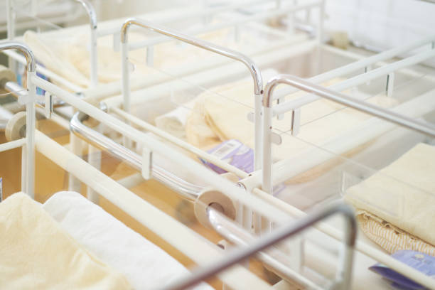 istock Hospital beds room white wall detail 1130910093