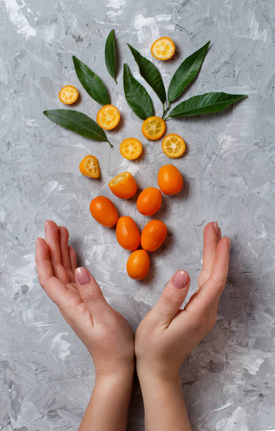 istock Kumquat fruits on a grey background 1130914584