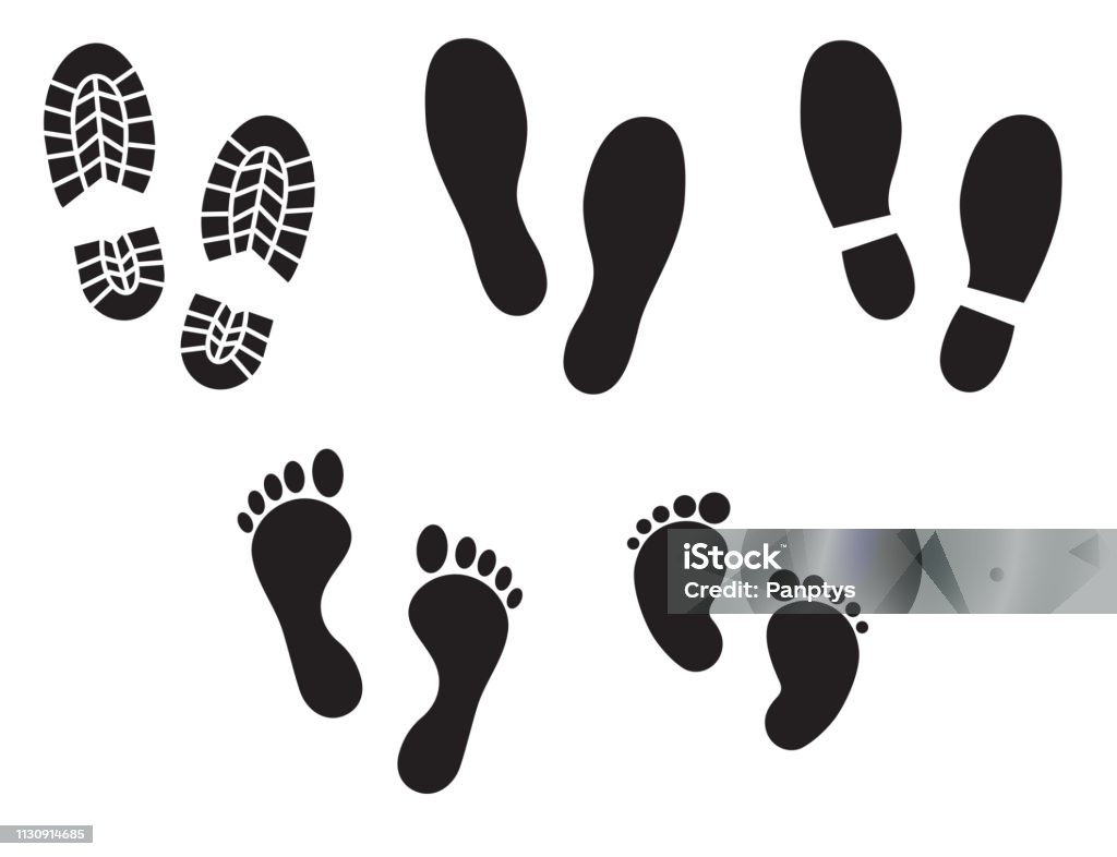 Human footprints vector icon set. Footprints vector art. Sole Of Shoe stock vector