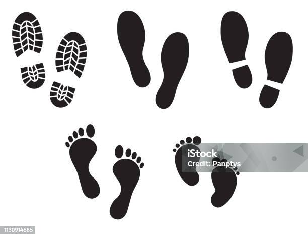 Human Footprints Vector Icon Set Stock Illustration - Download Image Now - Sole Of Shoe, Footprint, Logo