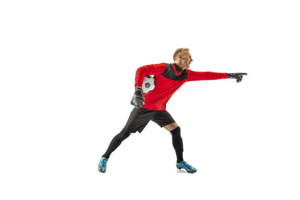 istock One soccer player goalkeeper isolated on white background 1130915814