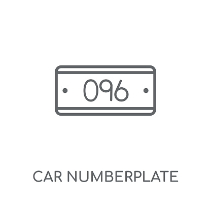 car numberplate linear icon. Modern outline car numberplate logo concept on white background from car parts collection. Suitable for use on web apps, mobile apps and print media.