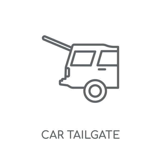 ilustrações de stock, clip art, desenhos animados e ícones de car tailgate linear icon. modern outline car tailgate logo concept on white background from car parts collection - tailgate