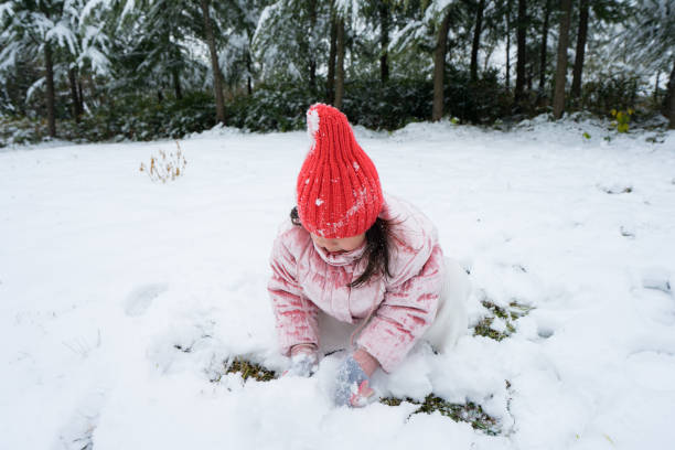 istock A young girl playing in the snow 1130920925