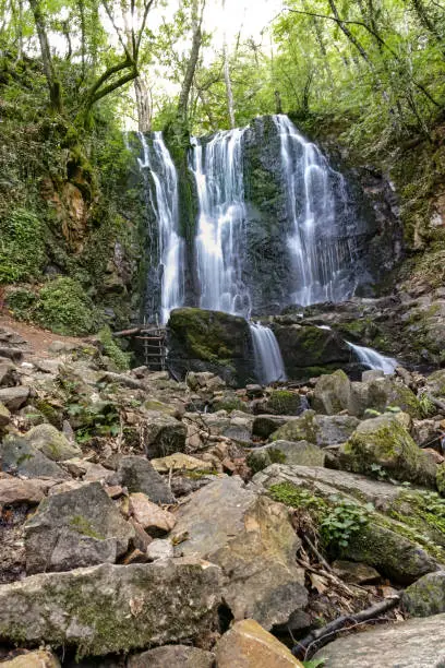 Beautiful landscape of Koleshino waterfalls cascade in Belasica Mountain, Novo Selo, Republic of North Macedonia