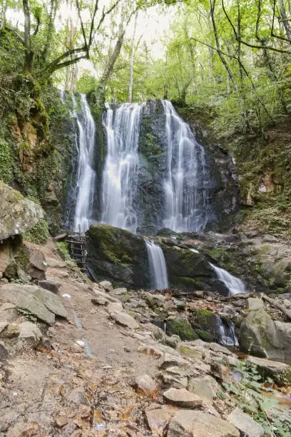 Beautiful landscape of Koleshino waterfalls cascade in Belasica Mountain, Novo Selo, Republic of North Macedonia