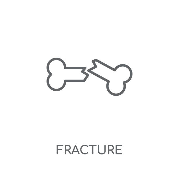 골절 선형 아이콘입니다. 보험 컬렉션에서 흰색 바탕에 현대 개요 골절 로고 개념 - fracture stock illustrations