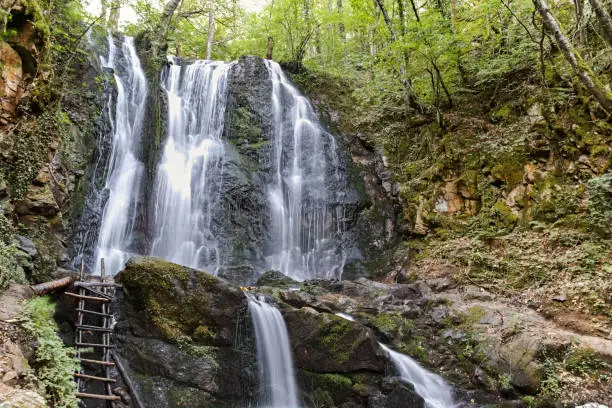 Beautiful landscape of Koleshino waterfalls cascade in Belasica Mountain, Novo Selo, Republic of North Macedonia