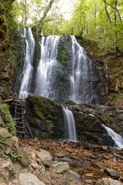 Beautiful landscape of Koleshino waterfalls cascade in Belasica Mountain, Novo Selo, Republic of North Macedonia