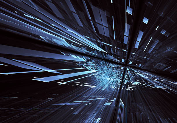 istock Abstract 3D fractal background, 3D illustration. Virtual Neon City 1130921780