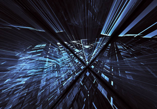 istock Abstract 3D fractal background, 3D illustration. Virtual Neon City 1130921813