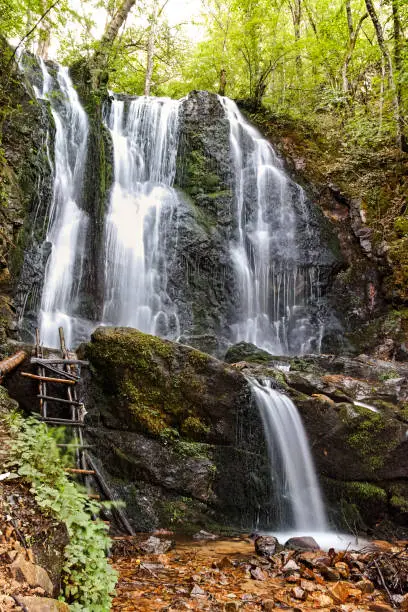 Beautiful landscape of Koleshino waterfalls cascade in Belasica Mountain, Novo Selo, Republic of North Macedonia