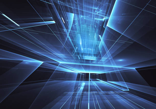 istock Abstract 3D fractal background, 3D illustration. Virtual Neon City 1130921881