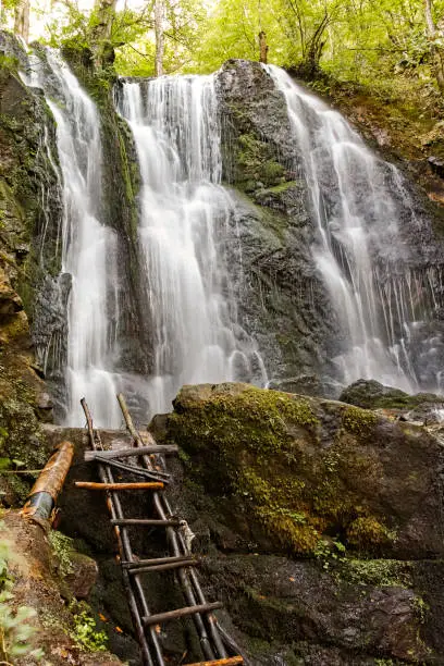 Beautiful landscape of Koleshino waterfalls cascade in Belasica Mountain, Novo Selo, Republic of North Macedonia