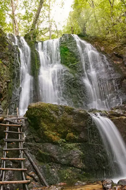 Beautiful landscape of Koleshino waterfalls cascade in Belasica Mountain, Novo Selo, Republic of North Macedonia