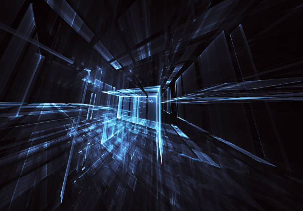 istock Abstract 3D fractal background, 3D illustration. Virtual Neon City 1130922130