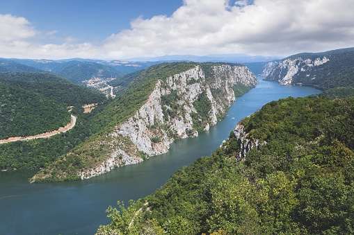 Danube in Djerdap National park, Serbia. Danube gorge \