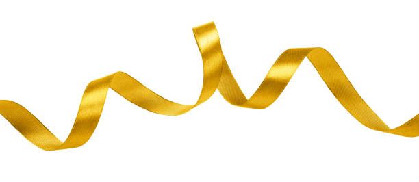 istock Wavy golden ribbon isolated on white. 1130927309