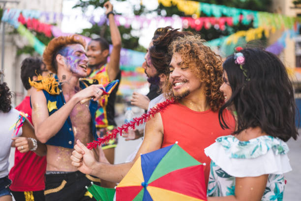istock Group of friends celebrating Carnival 1130929211