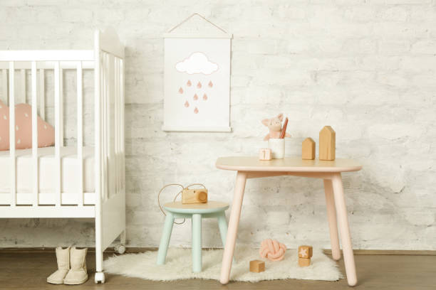 istock Nicely decorated kids room in pastel colors 1130930238