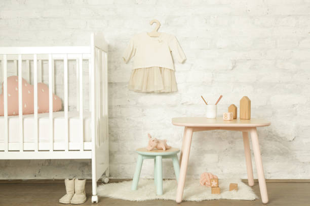 istock Nicely decorated kids room in pastel colors 1130932415