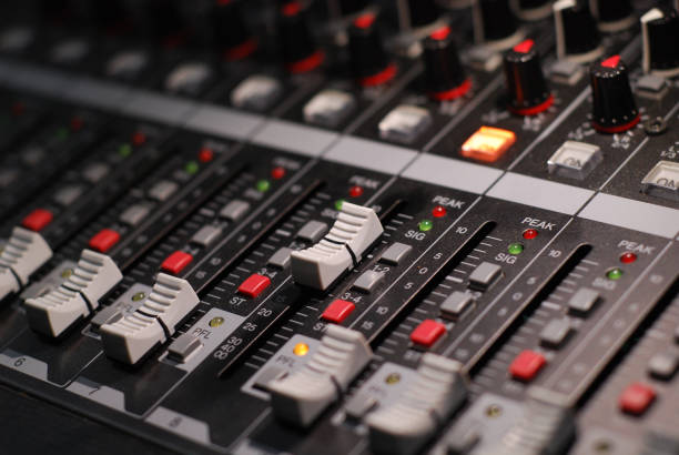 istock buttons of auido mixer board 1130933805
