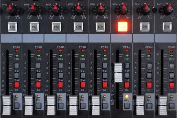 istock buttons of auido mixer board 1130933830