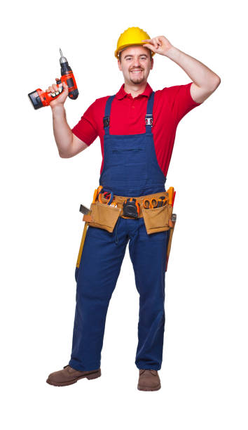 istock Portrait Of Carpenter Standing Against White Background 1130934177