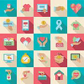 istock Charity And Donation Icon Set With Long Shadow 1130936850