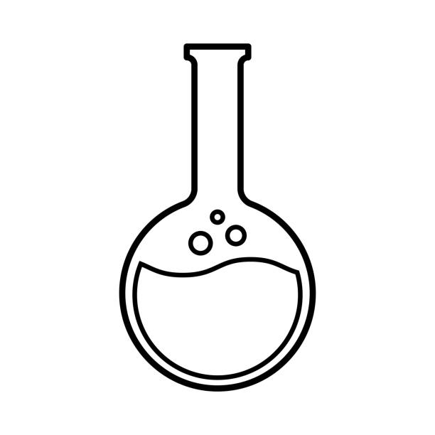 ilustraciones, imágenes clip art, dibujos animados e iconos de stock de frasco de fondo redondo. icono - round bottom flask