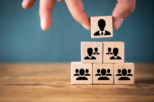 organization and team structure symbolized with cubes stock photo