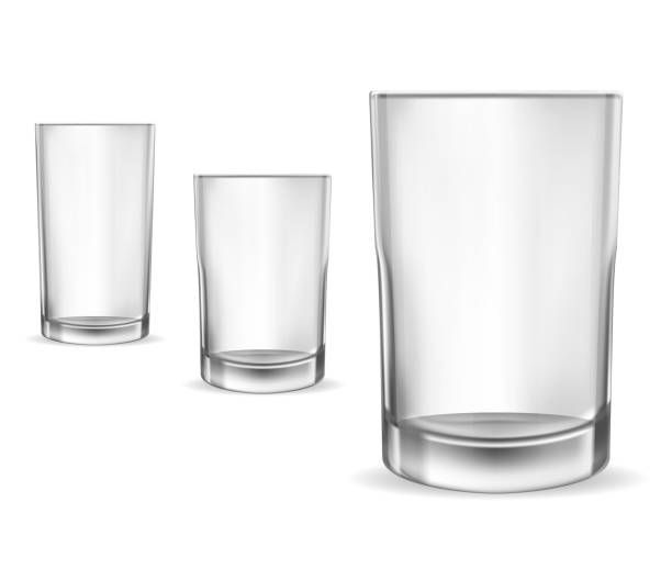istock Glass glasses empty. Set of vector realistic illustrations, isolated icons. 1130946837