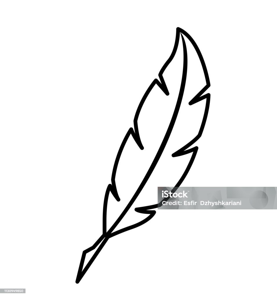 Gestionar chocolate oportunidad Feather Outline Pen Icon Silhouette Vector Illustration Isolated On White  Stock Illustration - Download Image Now - iStock