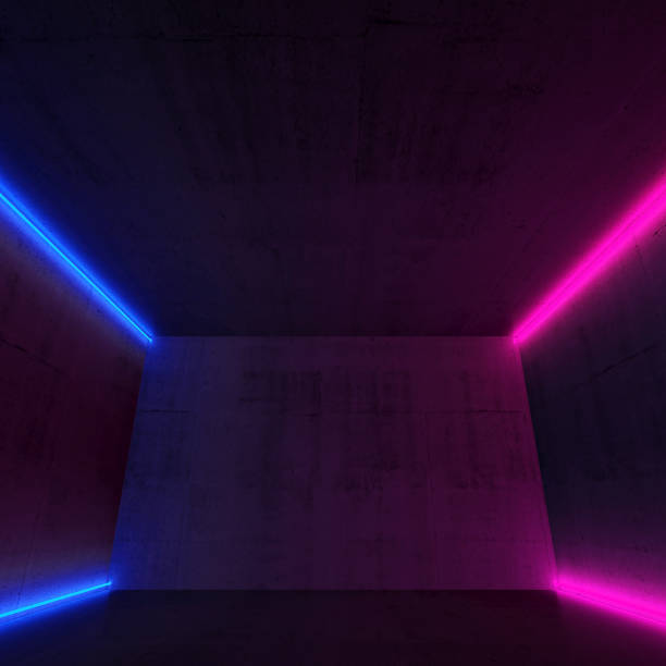 istock Concrete interior with colorful lights 1130953417