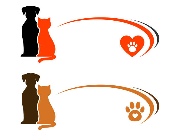 reklama sklepu zoologicznego z miejscem na tekst - dog domestic cat pets cartoon stock illustrations