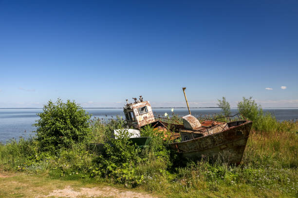 istock Abandoned decaying ship with a broken window in Nida, Lithuania on a sunny day. 1130954680