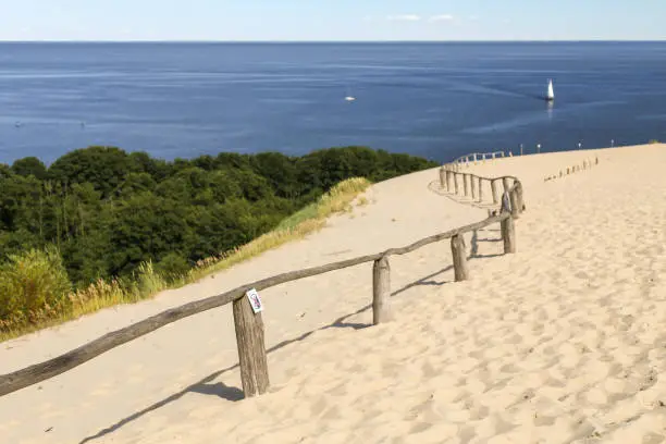 Parnidis sand dune. One the the most beautiful places in Lithuania, popular tourist point. Located in Nida, in Curonian Spit - land strip between curonian lagoon and baltic sea. Unesco heritage site.