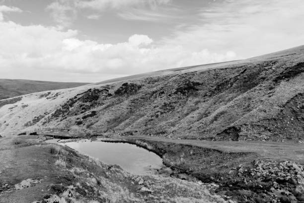 Long exposure of the East Lyn River flowing through the Doone Valley at Watersmeet in Exmoor National Park