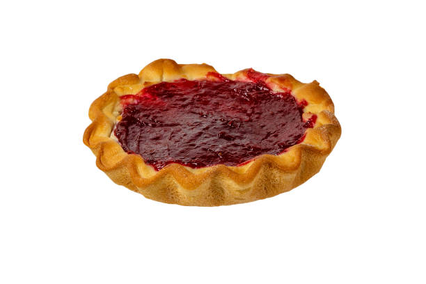 istock pie with curd filling and raspberries on white background 1130959410