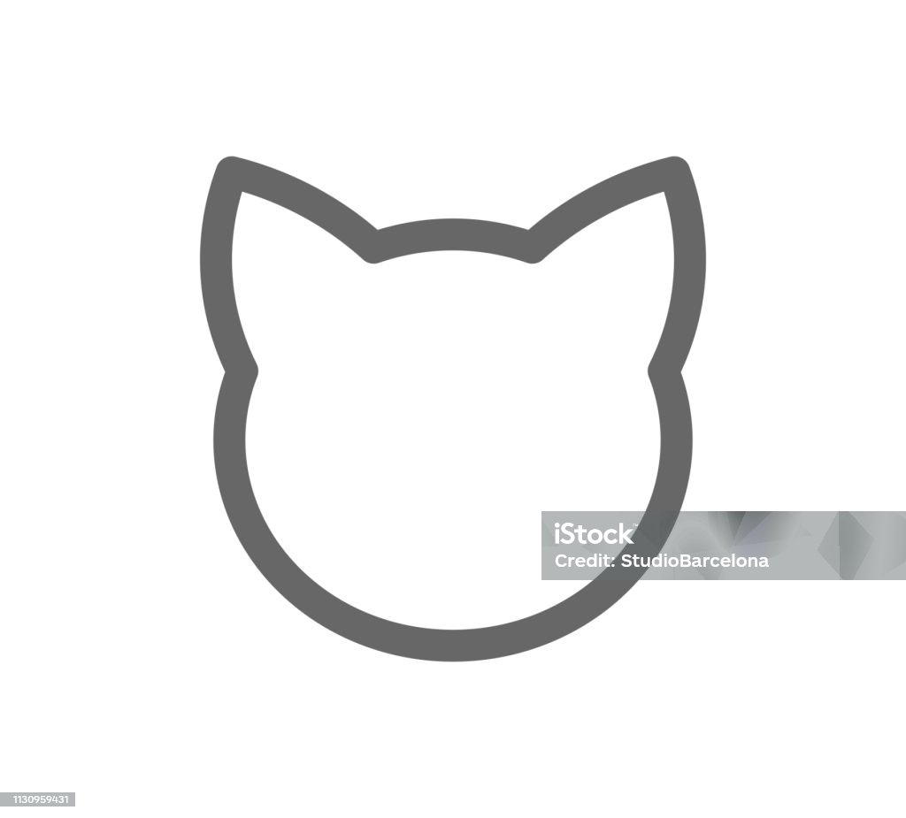 Cat Head Shape Line Icon Stock Illustration - Download Image Now ...