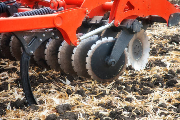 istock Agricultural plow close-up on the ground 1130959604