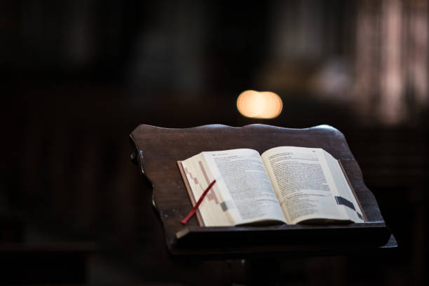 istock Gospel book in Italian church 1130963328