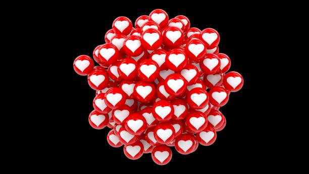 istock Red ball heart on black background. 1130964050