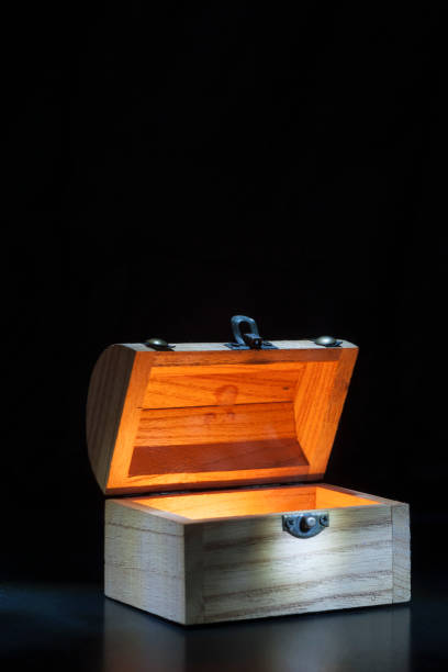 small treasure chest with spot light stock photo