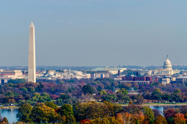 the capitol mall from arlington national cemetery - washington dc stock-fotos und bilder