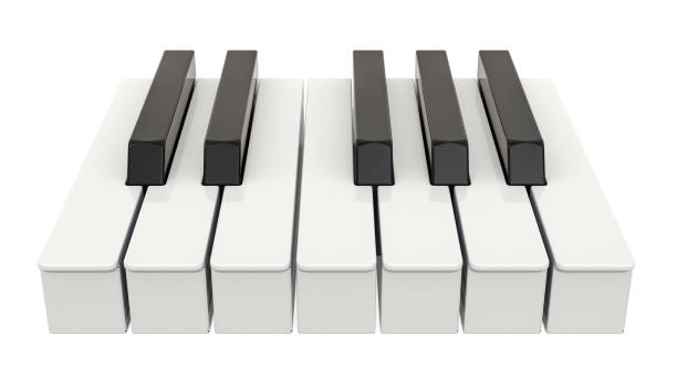 7 piano key, one octave. Music concept. 3D rendering isolated on white background 7 piano key, one octave. Music concept. 3D rendering isolated on white background piano key stock pictures, royalty-free photos & images