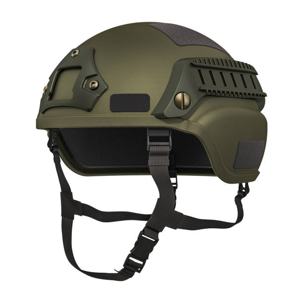 istock Military helmet, 3D rendering isolated on white background 1130976588
