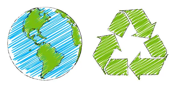 Vector illustration of Globe and recycling symbol