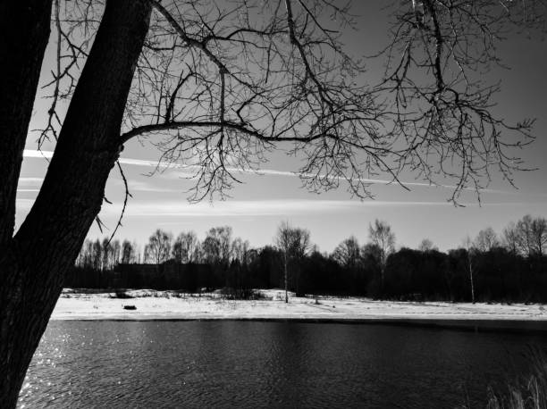 istock Spring River. Spring landscape. Melting of the river in the spring. 1130980842