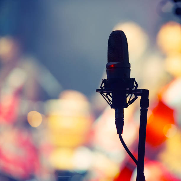 istock Concert microphone during the concert on a blurred background. 1130982586